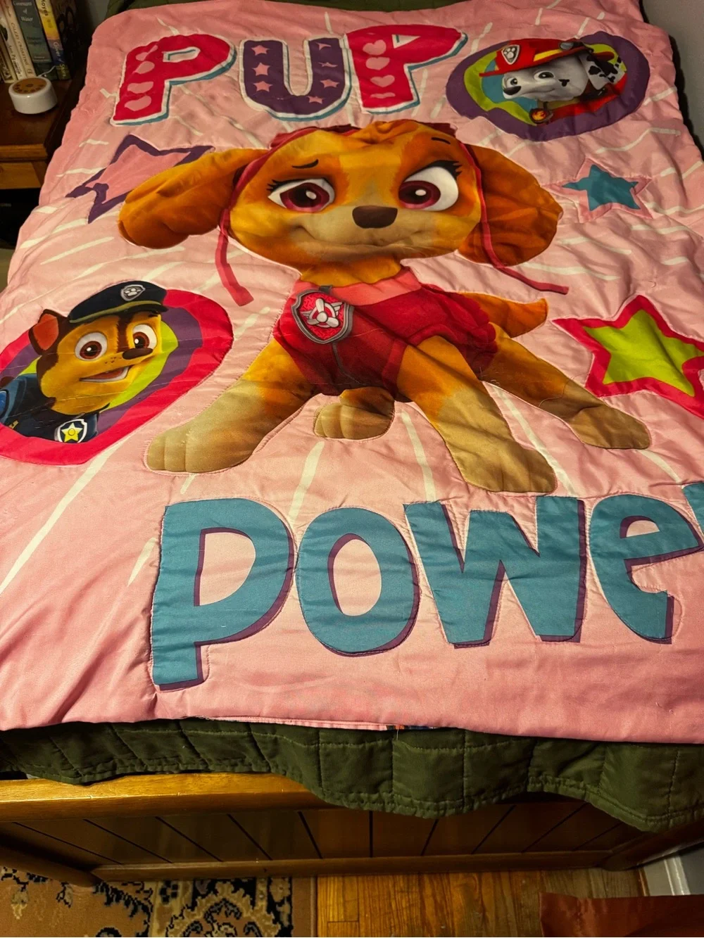 Paw Patrol Toddler Bed Blanket Only “Pup Power”  Pink Graphic Design Lightweight